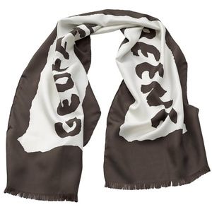 GEOFFREY BEENE - SILK TWILL SCARF - BROWN/WHITE